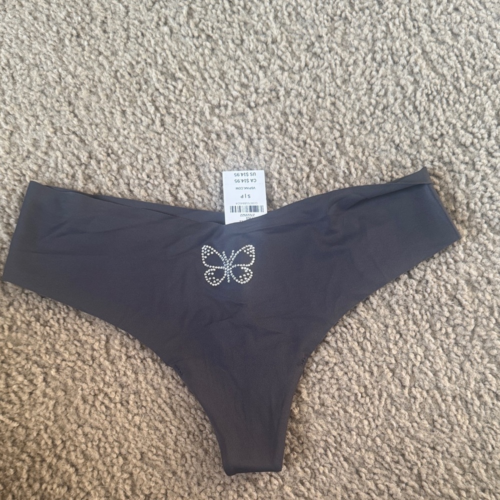 Gray Thong with Butterfly Design